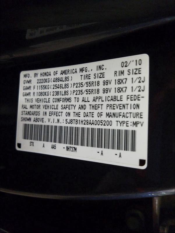 2010 ACURA RDX 5J8TB1H29AA005200
