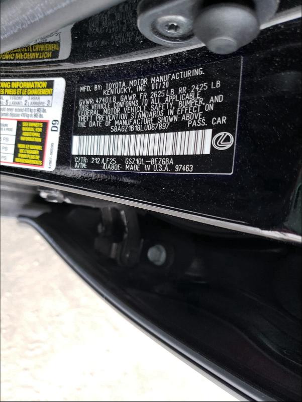 2020 LEXUS ES 350 F-S 58AGZ1B18LU067897