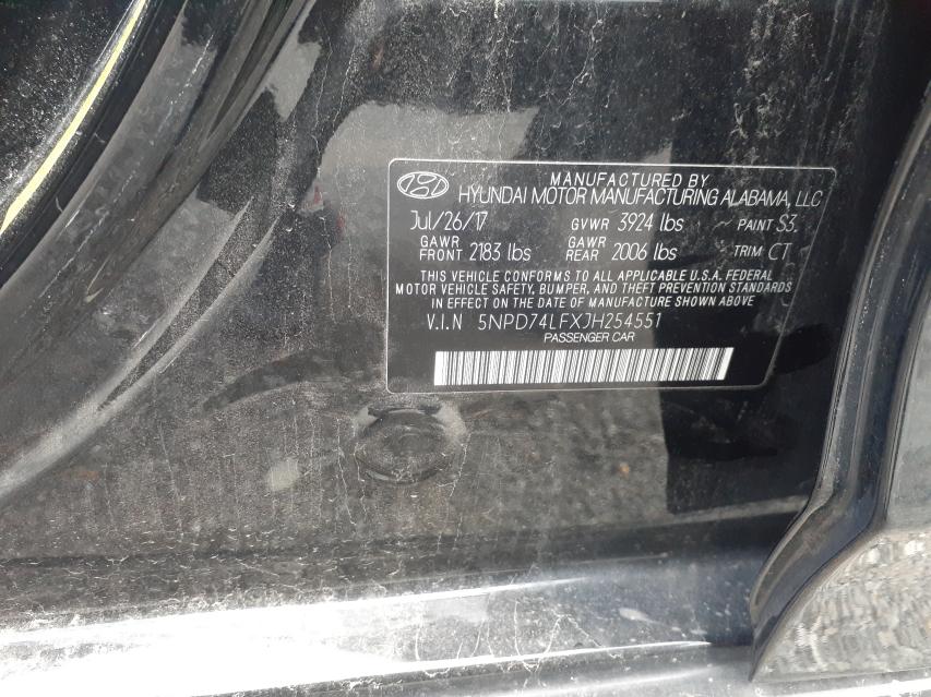 5NPD74LFXJH254551 2018 Hyundai Elantra Se 2.0L