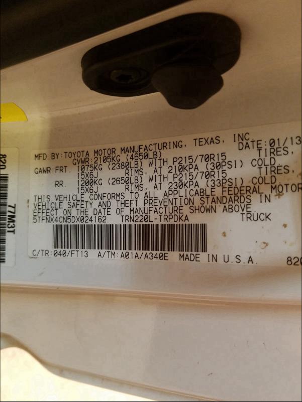 2013 TOYOTA TACOMA 5TFNX4CN5DX024162