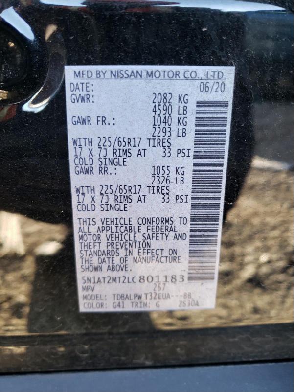 2020 NISSAN ROGUE S 5N1AT2MT2LC801183