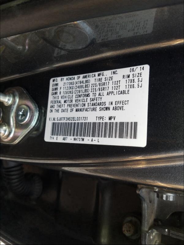 2014 HONDA CROSSTOUR 5J6TF3H52EL001731