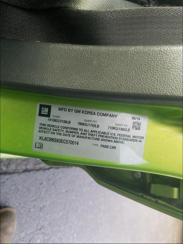 2014 CHEVROLET SPARK KL8CB6S9EC570014