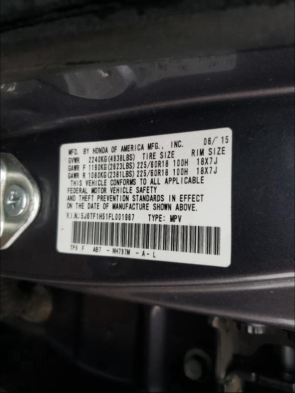 2015 HONDA CROSSTOUR 5J6TF1H51FL001967