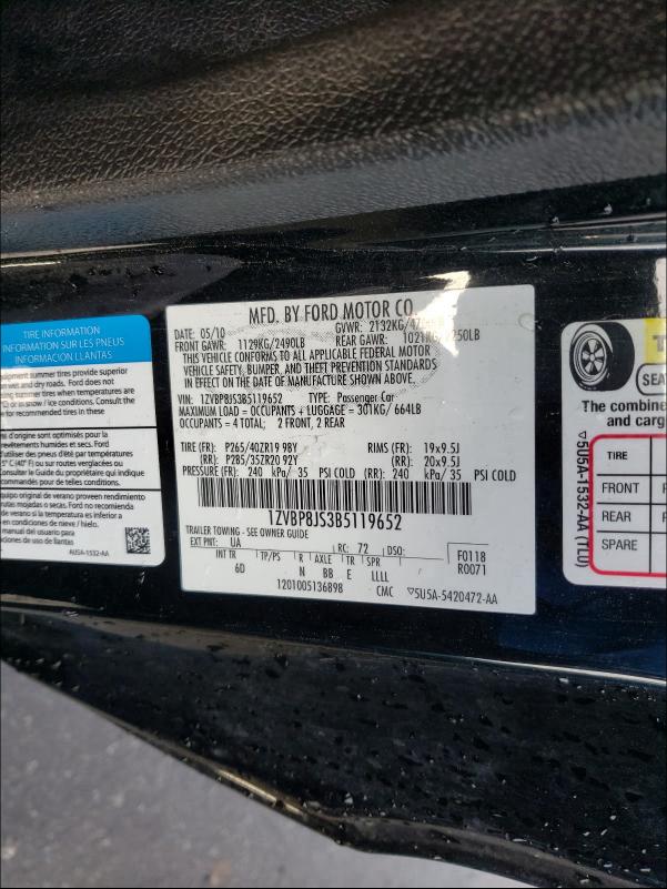 2011 FORD MUSTANG SH - 1ZVBP8JS3B5119652