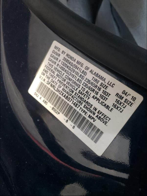 2010 HONDA ODYSSEY LX 5FNRL3H2XAB071487