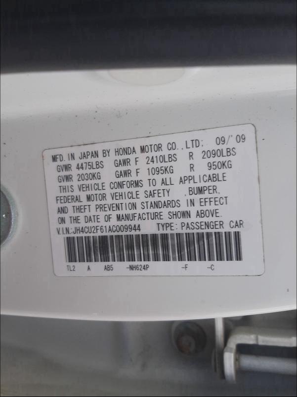 2010 ACURA TSX JH4CU2F61AC009944