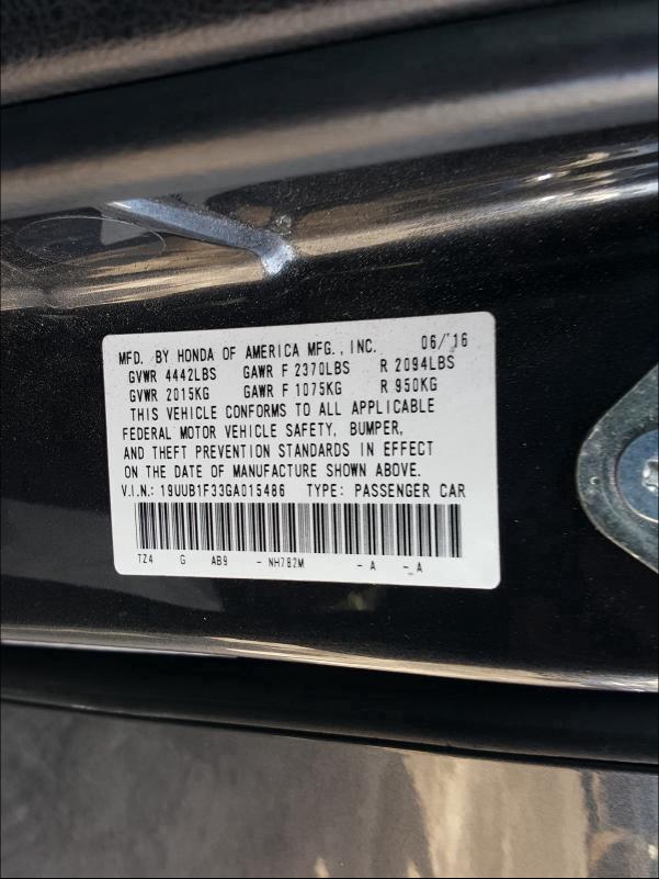 2016 ACURA TLX 19UUB1F33GA015486