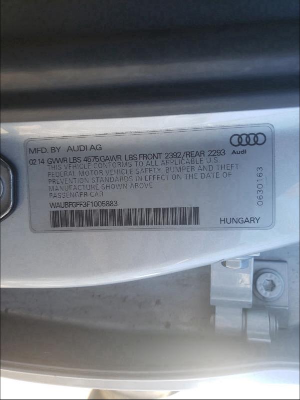 2015 AUDI S3 PREMIUM WAUBFGFF3F1005883