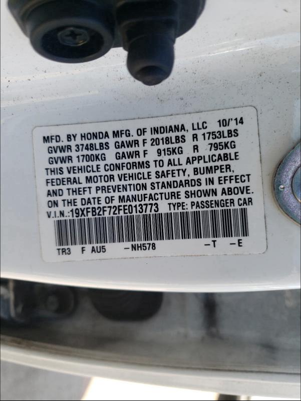 2015 HONDA CIVIC SE 19XFB2F72FE013773