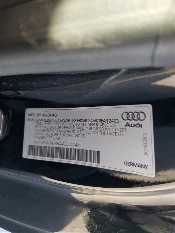 2010 AUDI A5 PRESTIG WAUWKAFR6AA010444