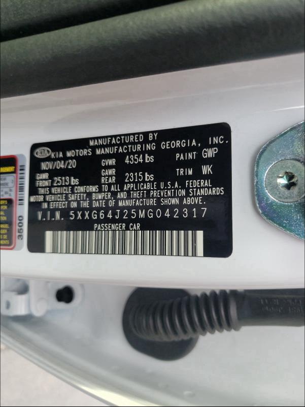 2021 KIA K5 GT LINE 5XXG64J25MG042317