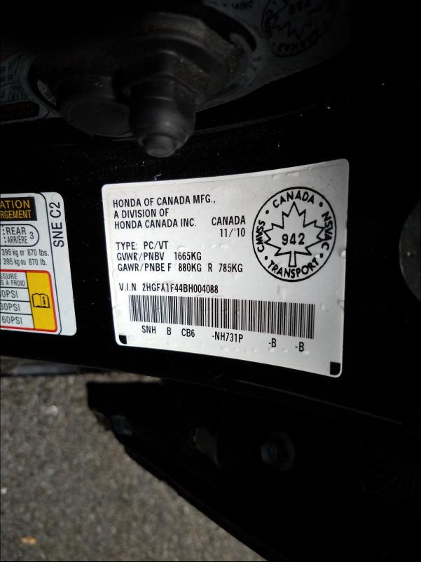 2011 HONDA CIVIC DX-G 2HGFA1F44BH004088