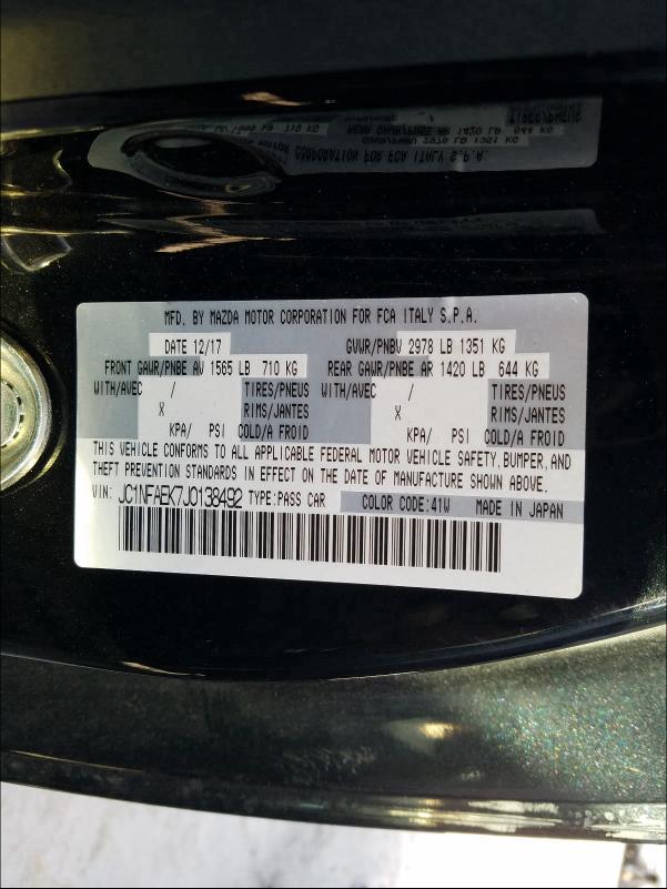 2018 FIAT 124 SPIDER JC1NFAEK7J0138492