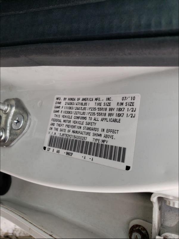 2011 ACURA RDX 5J8TB2H21BA000287