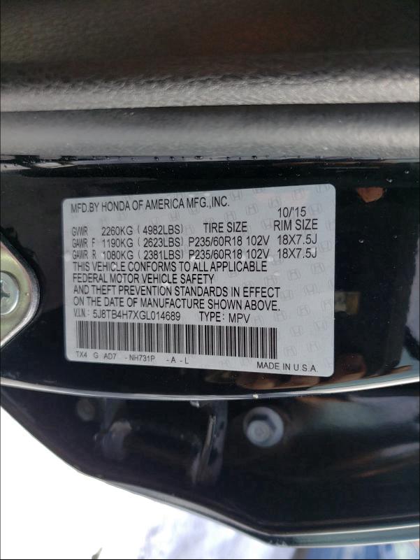 2016 ACURA RDX ADVANC 5J8TB4H7XGL014689