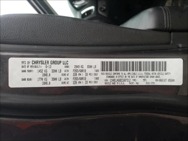 2013 DODGE DURANGO SX 1C4RDJAG8DC687312