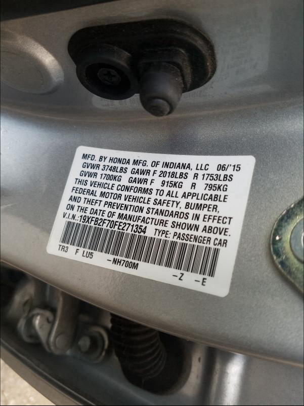2015 HONDA CIVIC SE 19XFB2F70FE271354
