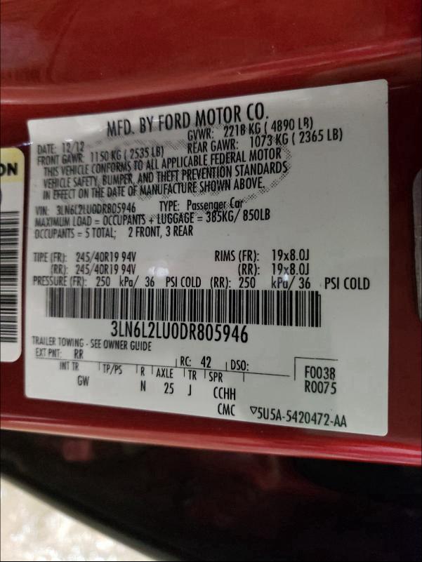 2013 LINCOLN MKZ HYBRID 3LN6L2LU0DR805946
