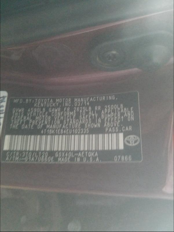 2014 TOYOTA AVALON BAS 4T1BK1EB4EU102335