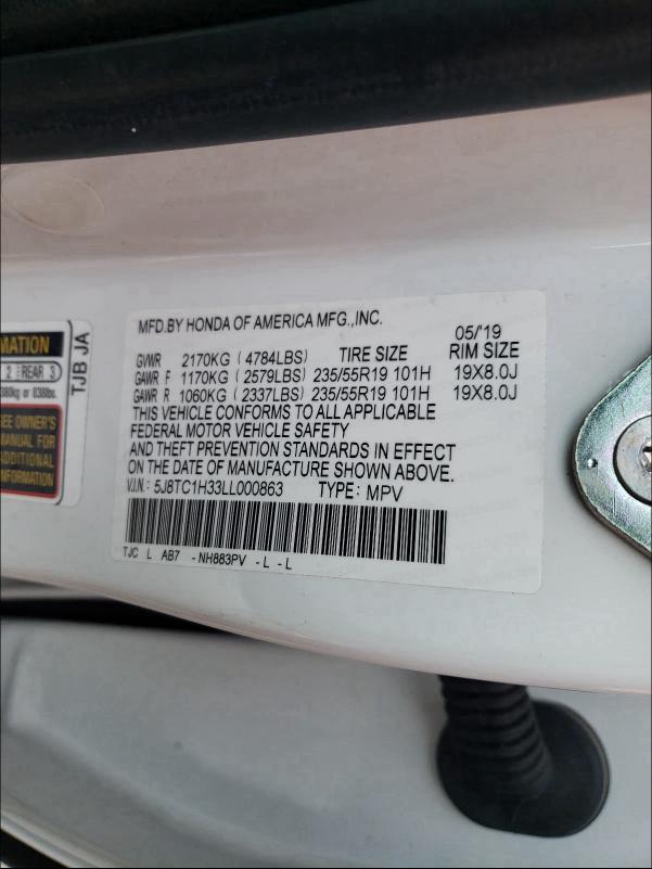 2020 ACURA RDX 5J8TC1H33LL000863