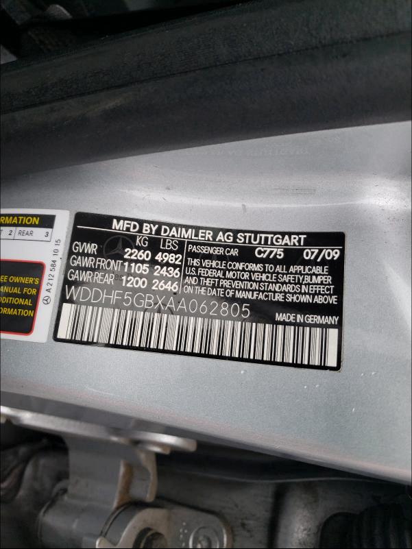 2010 MERCEDES-BENZ E 350 - WDDHF5GBXAA062805