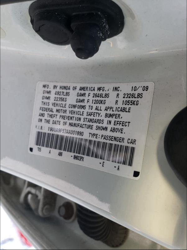 2010 ACURA TL 19UUA9F53AA001890