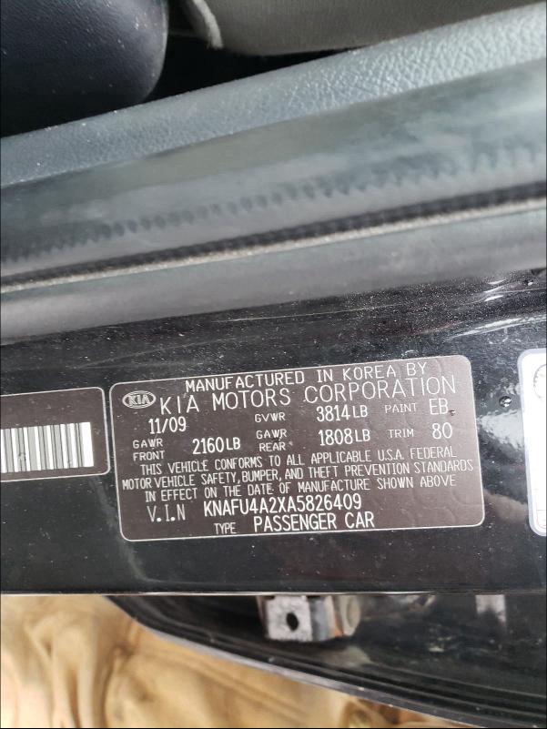 2010 KIA FORTE EX KNAFU4A2XA5826409