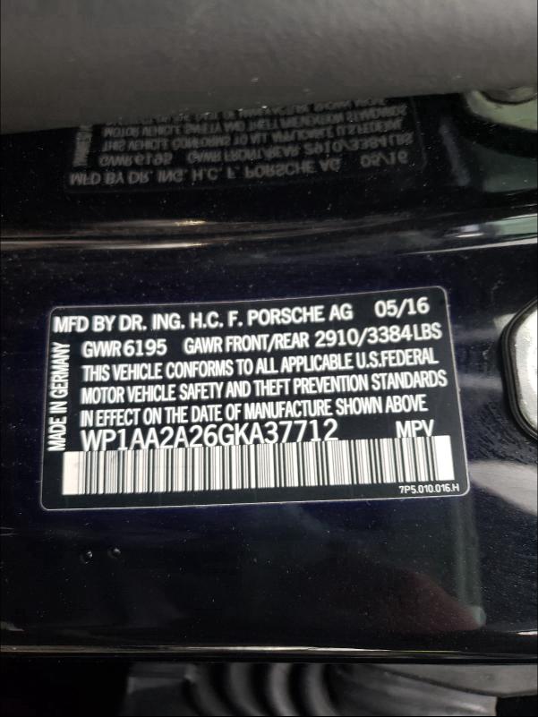 2016 PORSCHE CAYENNE WP1AA2A26GKA37712