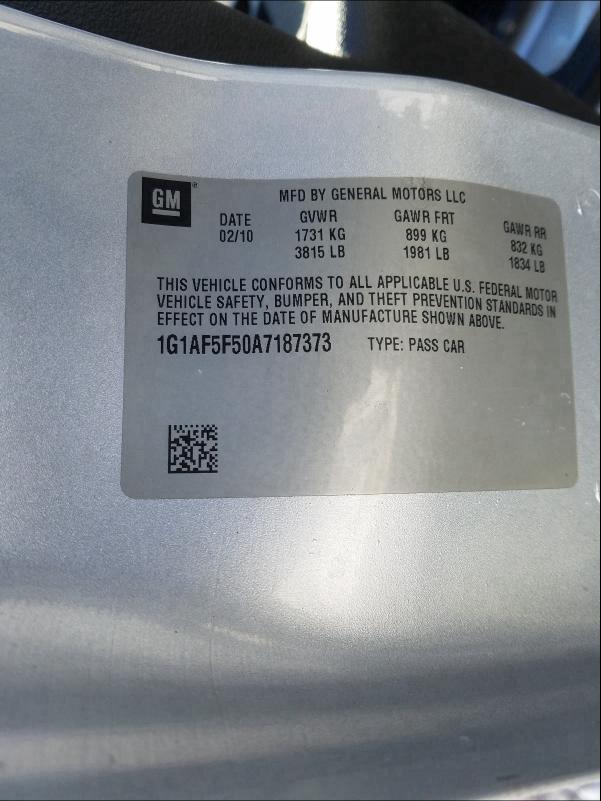 2010 CHEVROLET COBALT 1G1AF5F50A7187373