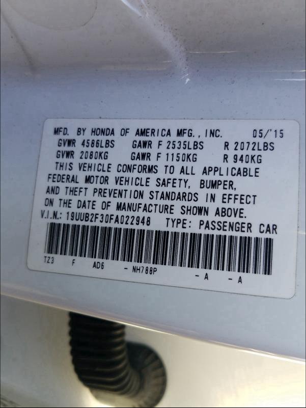 2015 ACURA TLX 19UUB2F30FA022948