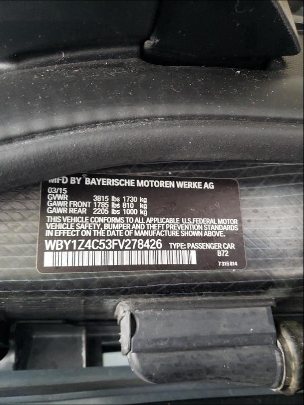 2015 BMW I3 REX WBY1Z4C53FV278426