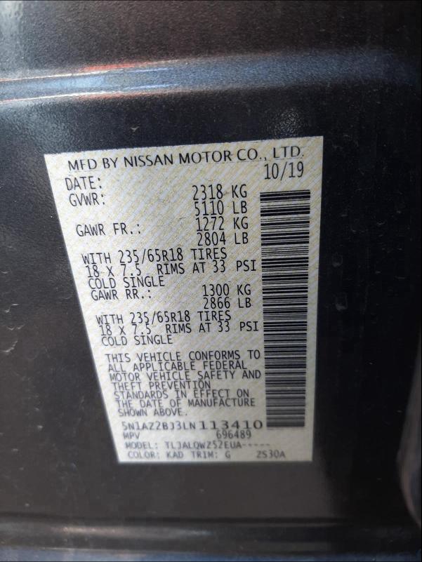 2020 NISSAN MURANO SV 5N1AZ2BJ3LN113410