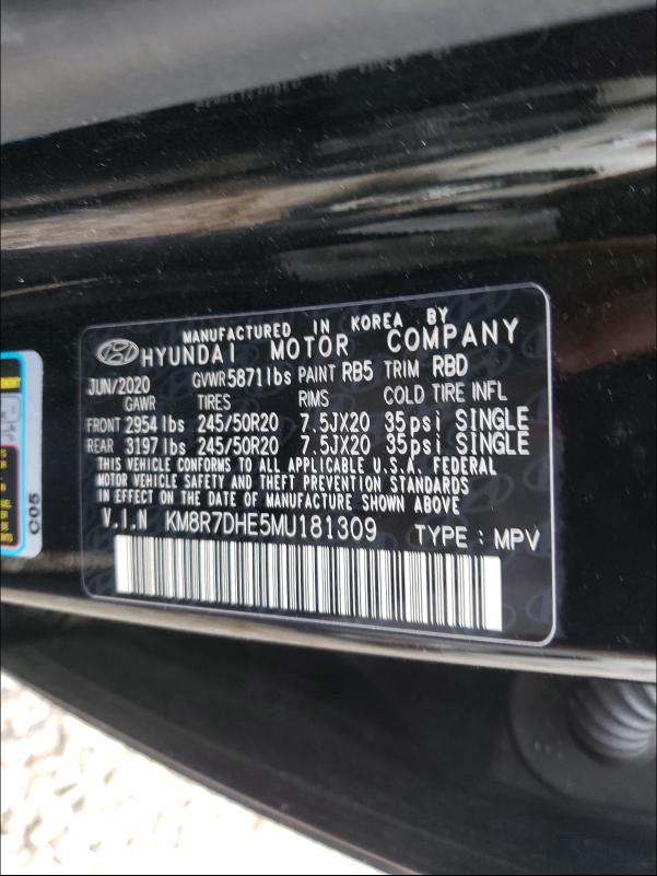 2021 HYUNDAI PALISADE C KM8R7DHE5MU181309