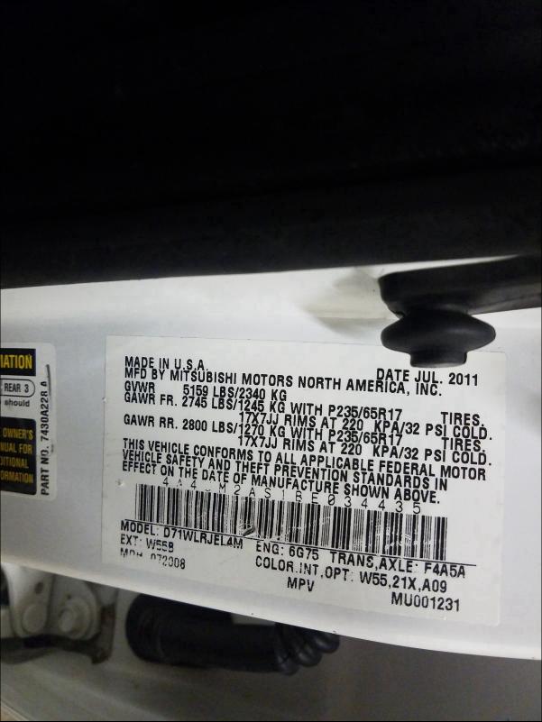 2011 MITSUBISHI ENDEAVOR L 4A4JM2AS1BE034435