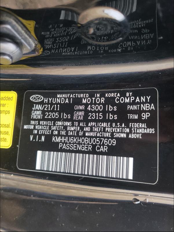 2011 HYUNDAI GENESIS CO KMHHU6KH0BU057609
