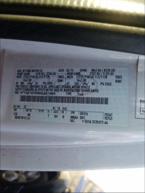 2013 FORD ECONOLINE 1FTNE1EW0DDA61969