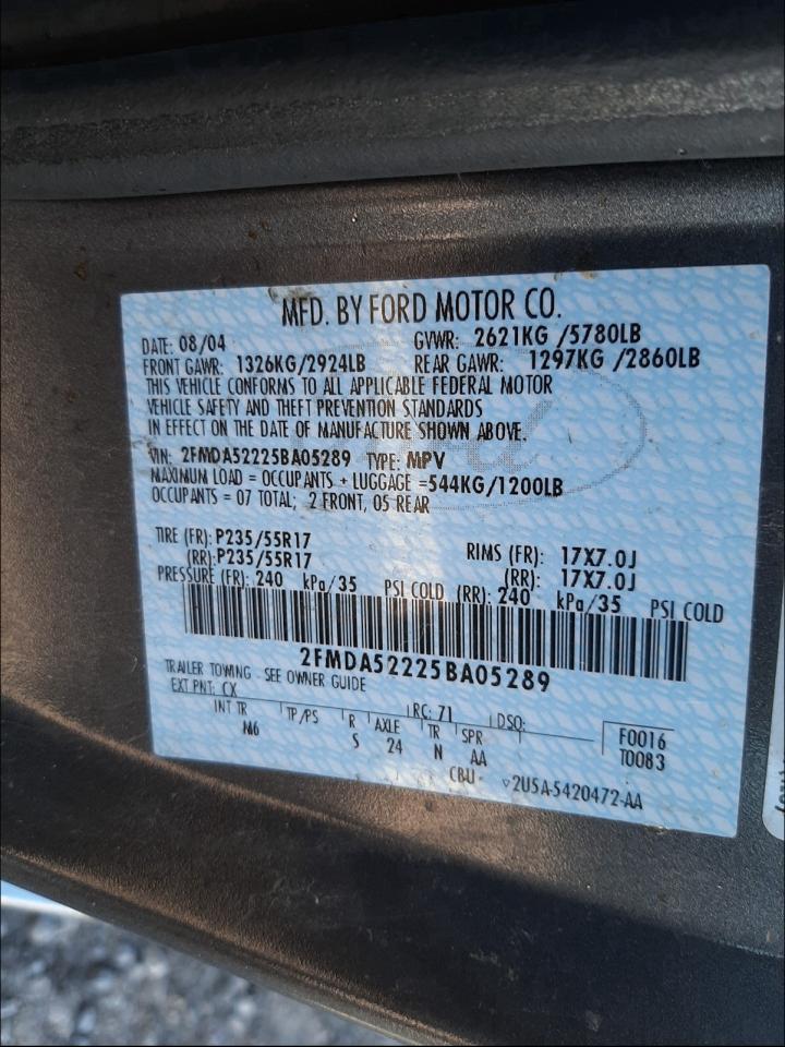 2FMDA52225BA05289 2005 Ford Freestar Sel