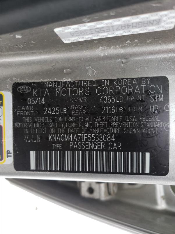 2015 KIA OPTIMA KNAGM4A71F5533084