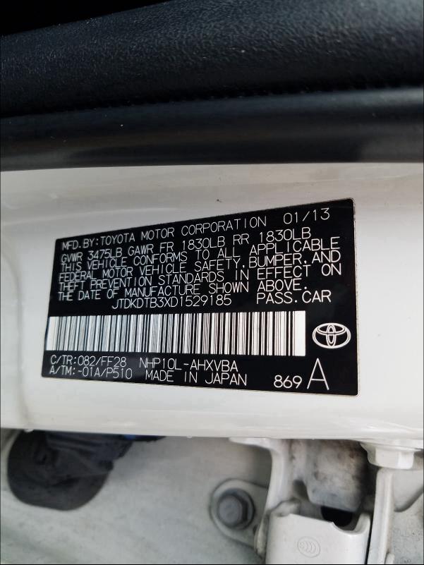 2013 TOYOTA PRIUS C JTDKDTB3XD1529185