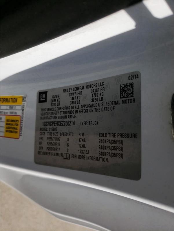 2014 CHEVROLET SILVERADO 1GCNCPEHXEZ266214