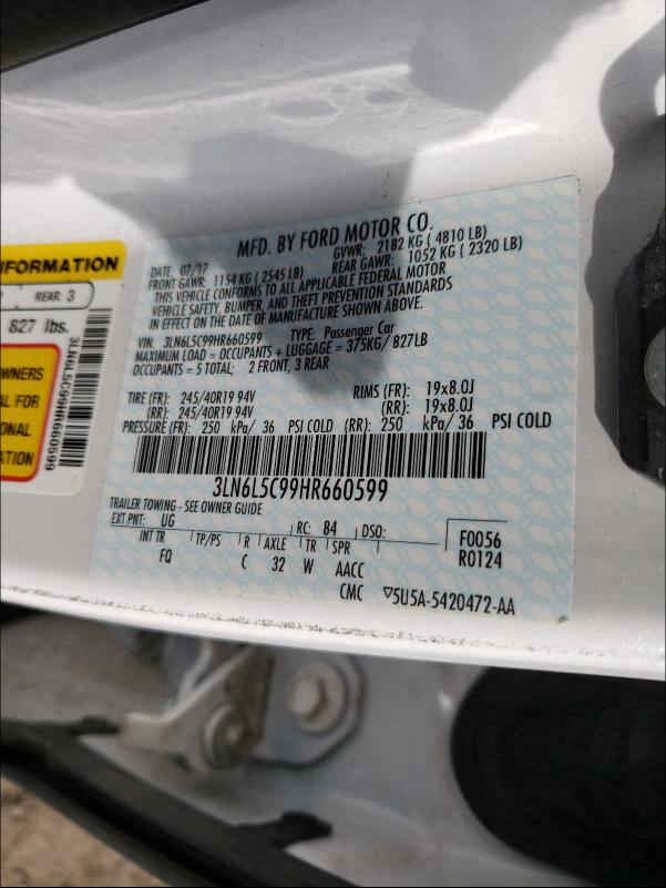 2017 LINCOLN MKZ SELECT 3LN6L5C99HR660599