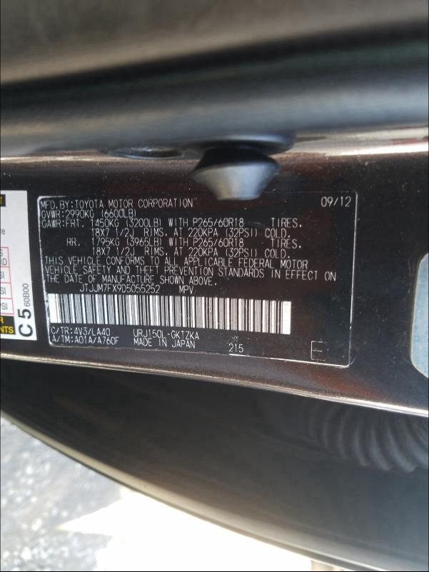2013 LEXUS GX 460 PRE JTJJM7FX9D5055252