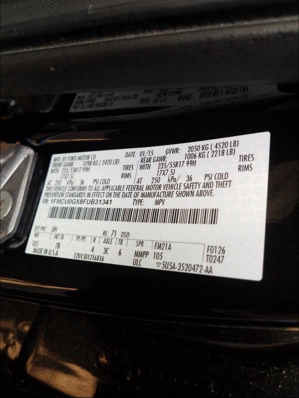 2015 FORD ESCAPE SE - 1FMCU0GX8FUB31341
