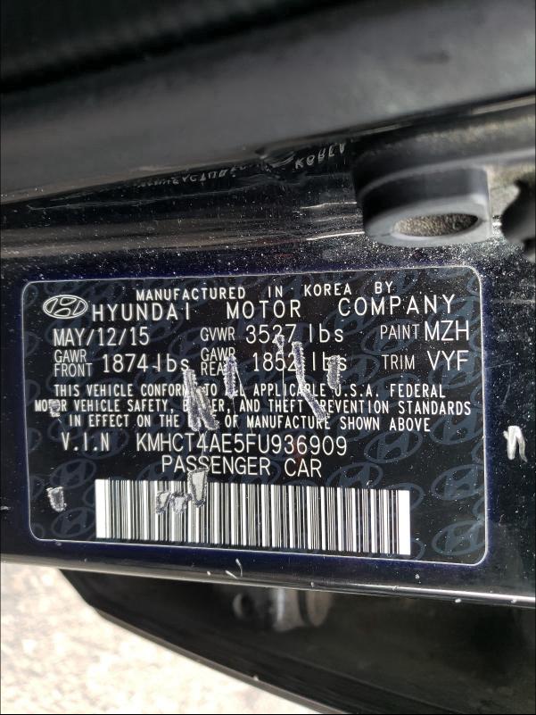 2015 HYUNDAI ACCENT GLS KMHCT4AE5FU936909