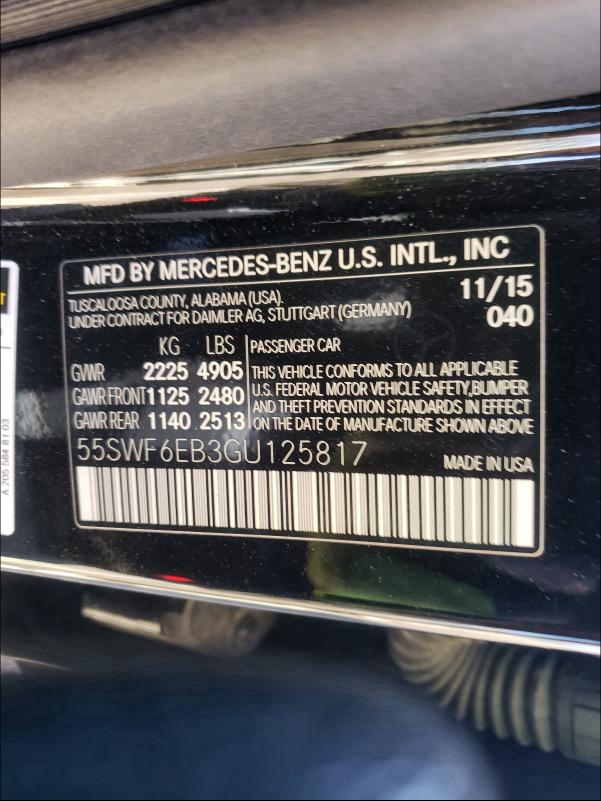 2016 MERCEDES-BENZ C 450 4MAT 55SWF6EB3GU125817