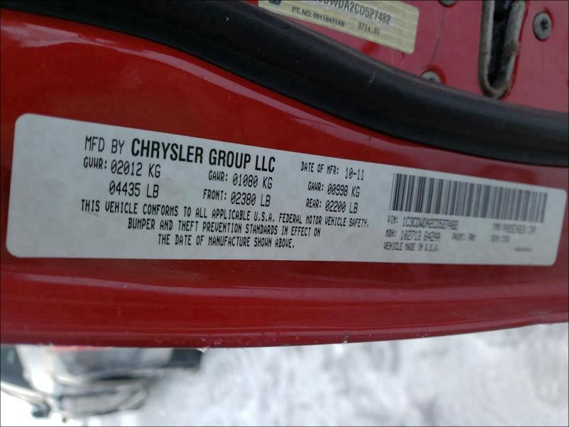 2012 DODGE CALIBER SX 1C3CDWDA2CD527482