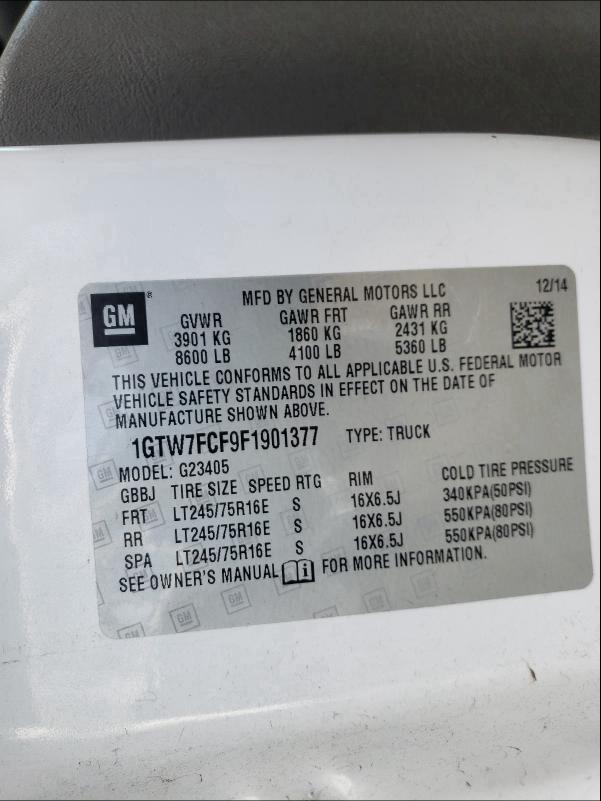 2015 GMC SAVANA G25 1GTW7FCF9F1901377
