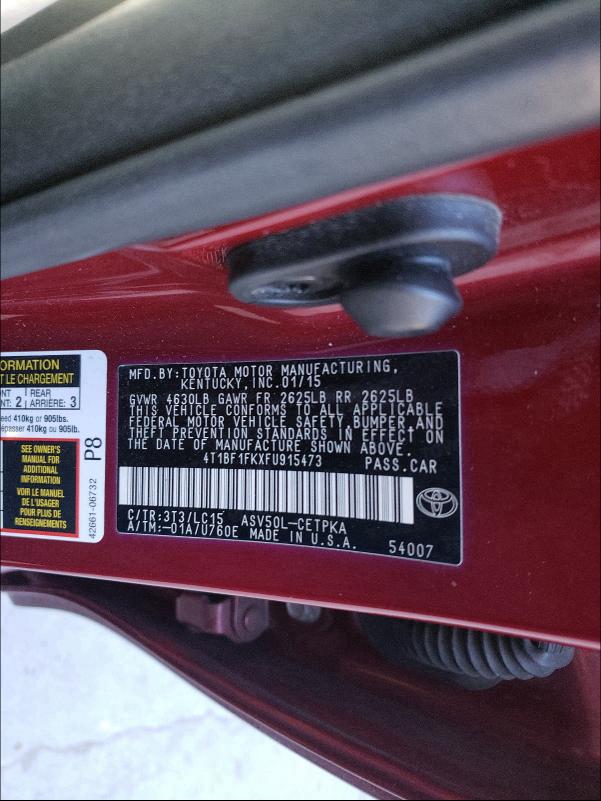 2015 TOYOTA CAMRY LE - 4T1BF1FKXFU915473