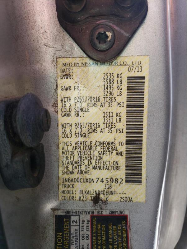2013 NISSAN FRONTIER S 1N6AD0CUXDN745982
